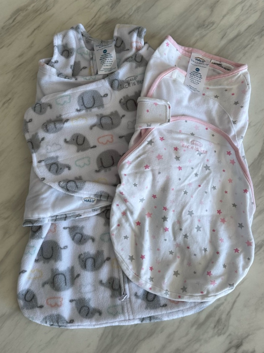HALO SleepSack Fleece Swaddle & SwaddleSure Cotton Pouch Bundle NB 0-3M